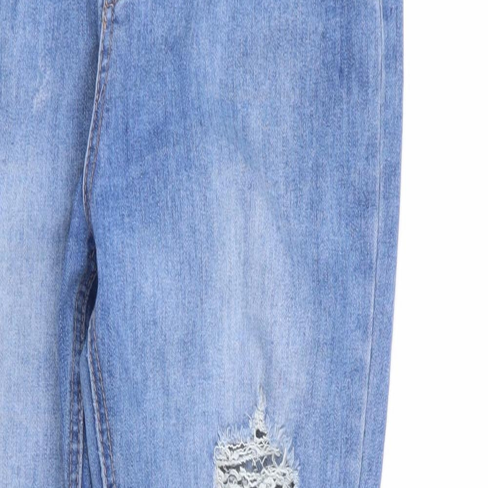 Missguided Womens Blue   Skinny Jeans Size 12 L28 in - RIPPED JEANS