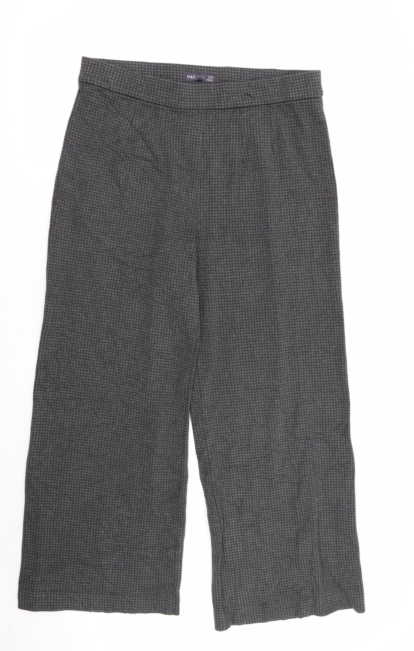 M&S Womens Grey Herringbone  Trousers  Size 16 L28 in - Stretch waistband