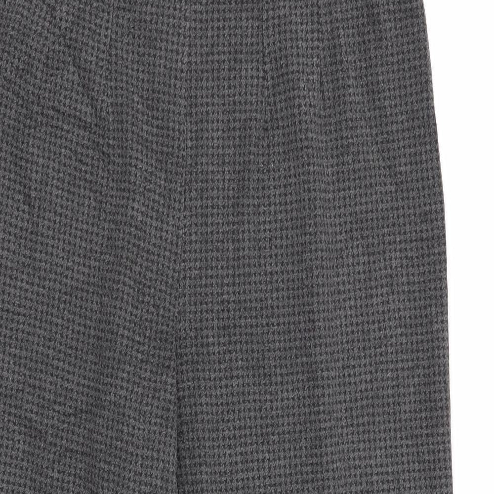 M&S Womens Grey Herringbone  Trousers  Size 16 L28 in - Stretch waistband