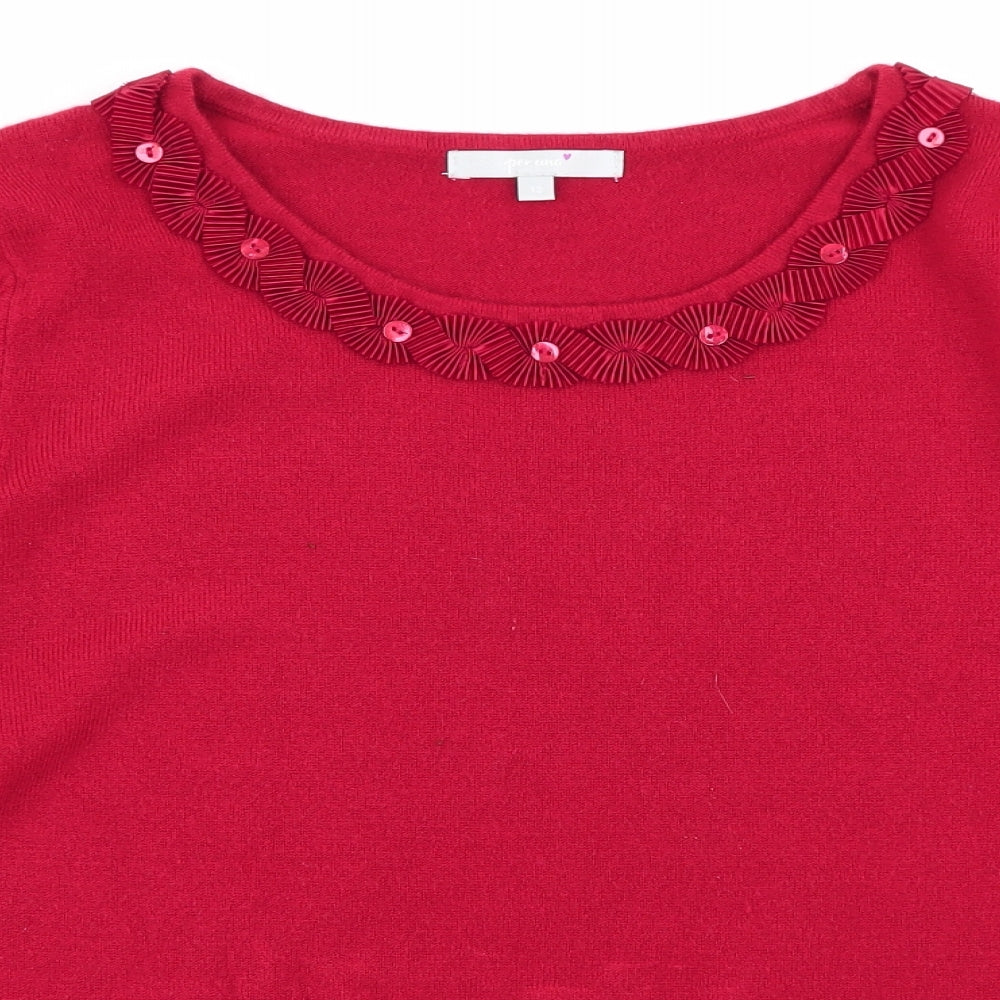 Per Una Womens Red   Pullover Jumper Size 12