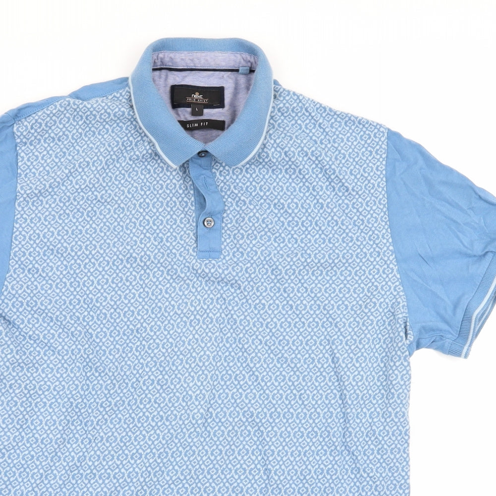 NEXT Mens Multicoloured Geometric   Polo Size L