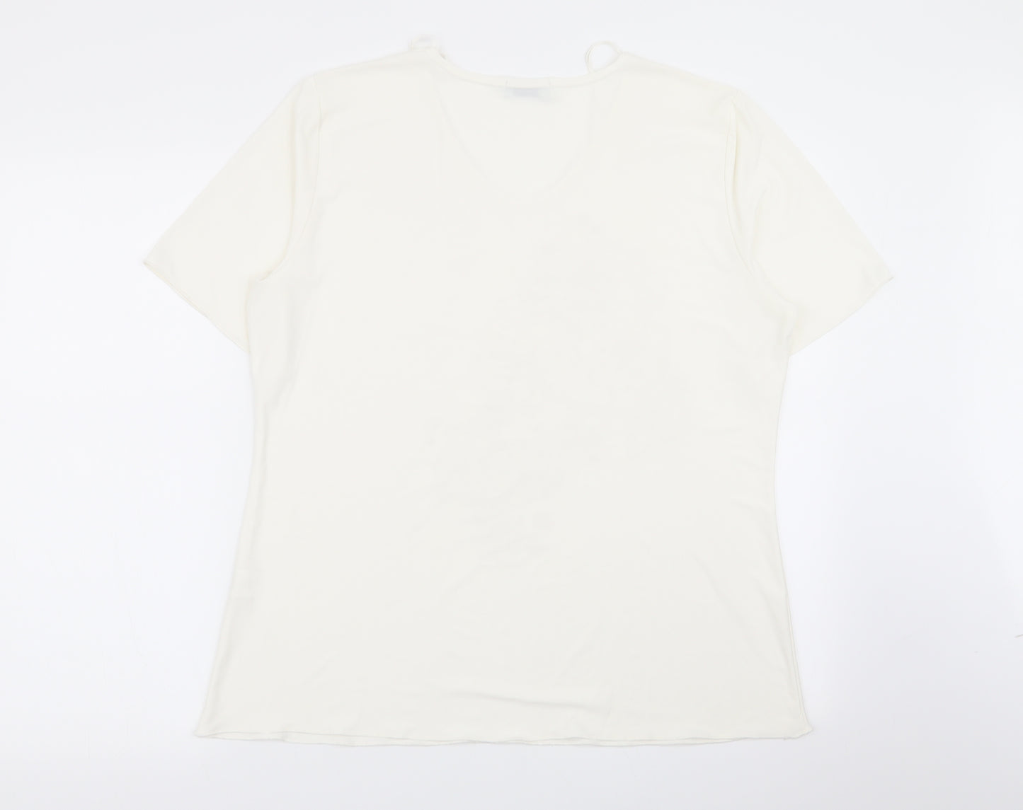 Mega Design Womens Ivory Floral  Basic T-Shirt Size M  - Size M/L