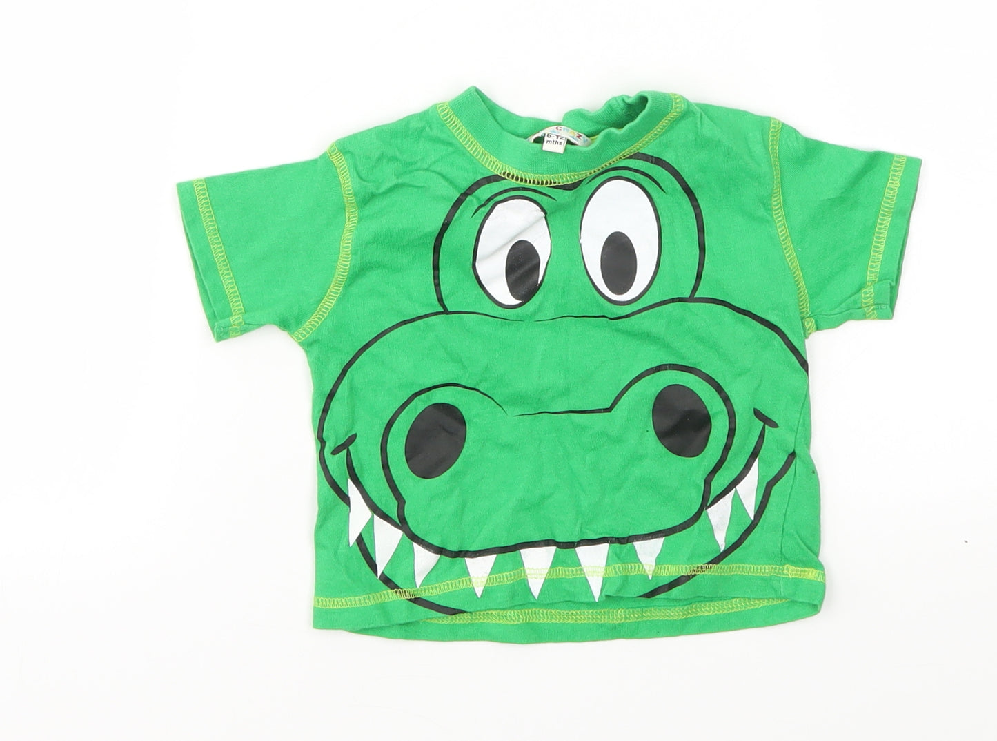 animal crazy Boys Green Animal Print  Basic T-Shirt Size 6-9 Months