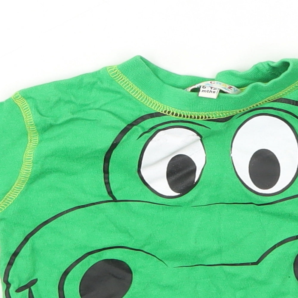 animal crazy Boys Green Animal Print  Basic T-Shirt Size 6-9 Months