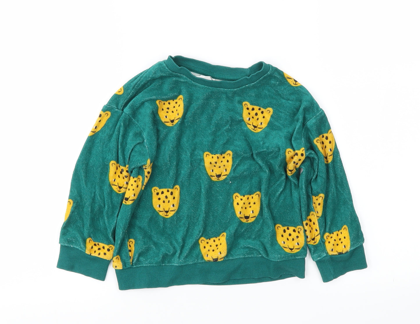 Lindex Boys Green Animal Print  Pullover Jumper Size 18-24 Months