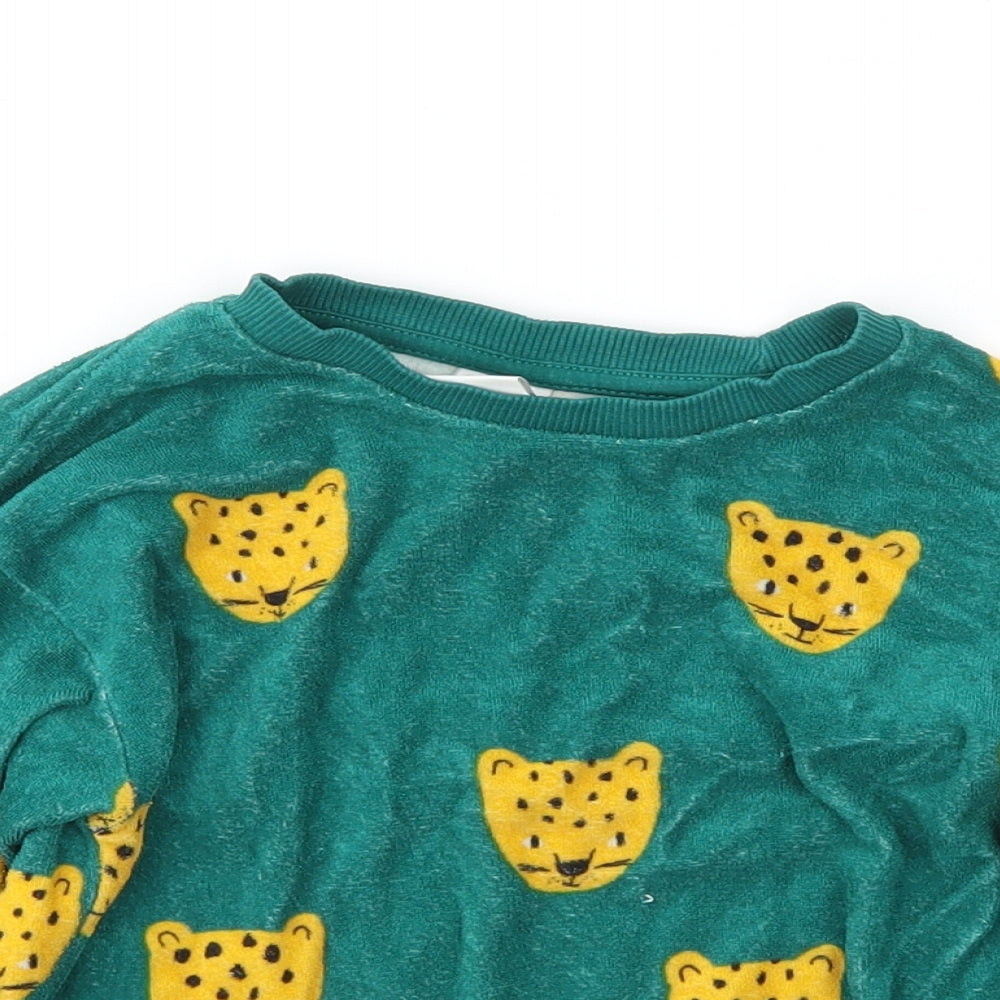 Lindex Boys Green Animal Print  Pullover Jumper Size 18-24 Months