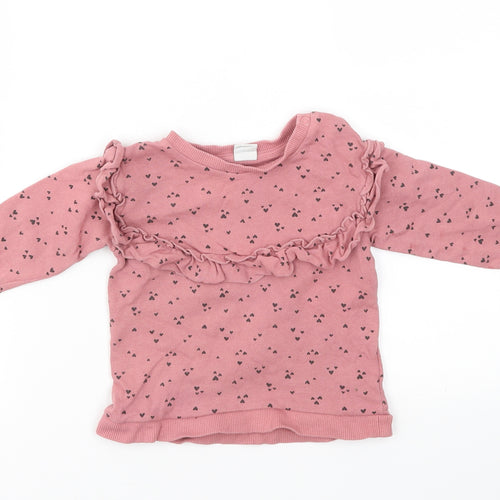 H&M Girls Pink   Pullover Jumper Size 9-12 Months