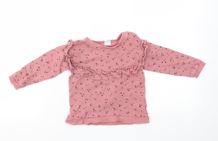 H&M Girls Pink   Pullover Jumper Size 9-12 Months