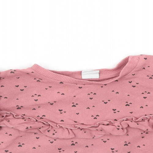 H&M Girls Pink   Pullover Jumper Size 9-12 Months