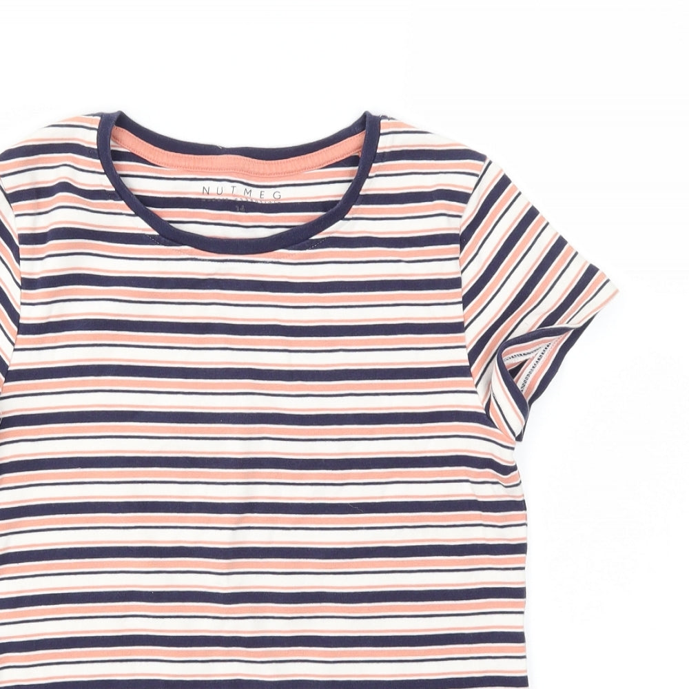 Nutmeg Womens Multicoloured Striped  Basic T-Shirt Size 14