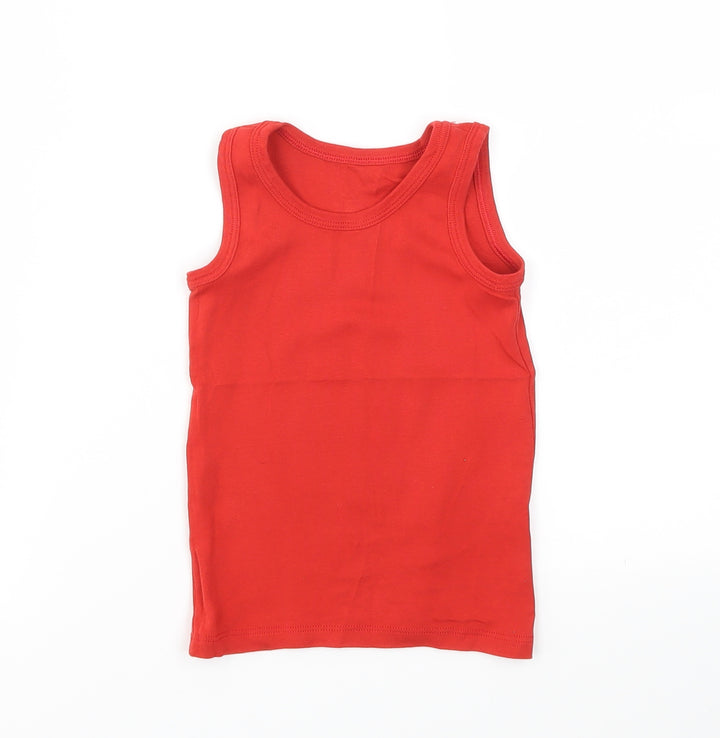 M&S Girls Red   Basic T-Shirt Size 2-3 Years
