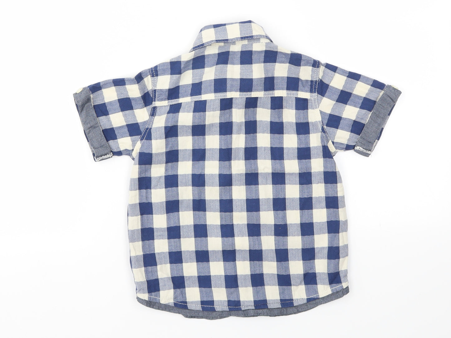 Nutmeg Boys Blue Check  Basic T-Shirt Size 3-4 Years