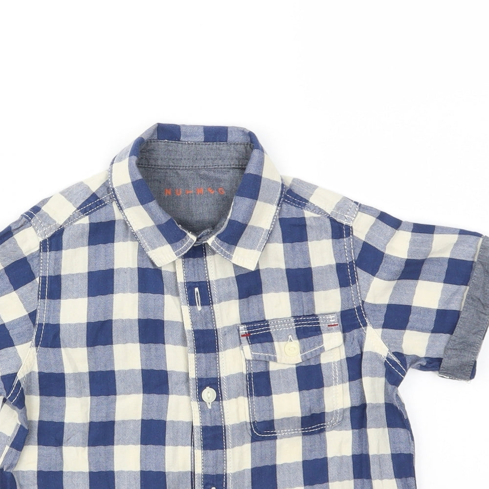 Nutmeg Boys Blue Check  Basic T-Shirt Size 3-4 Years