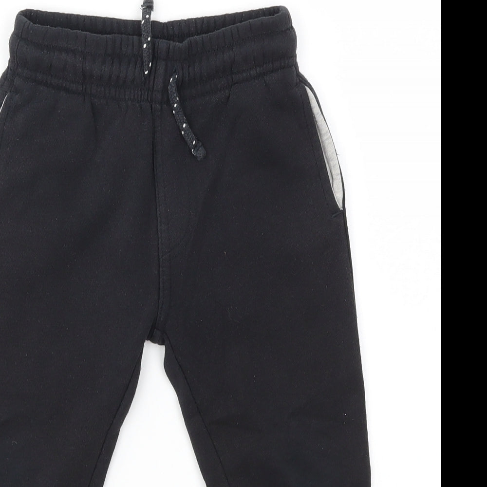 F&F Boys Black   Jogger Trousers Size 2-3 Years