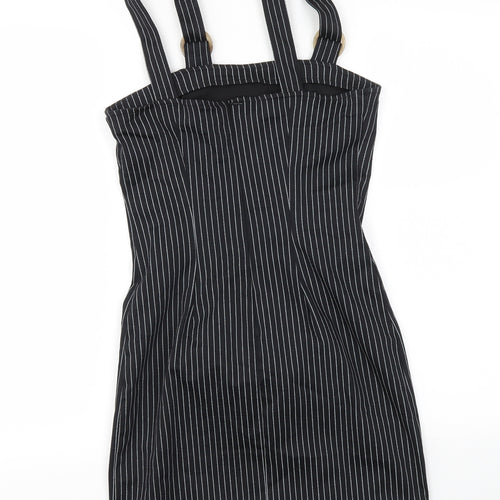 Bershka Womens Black Striped  Fit & Flare  Size S