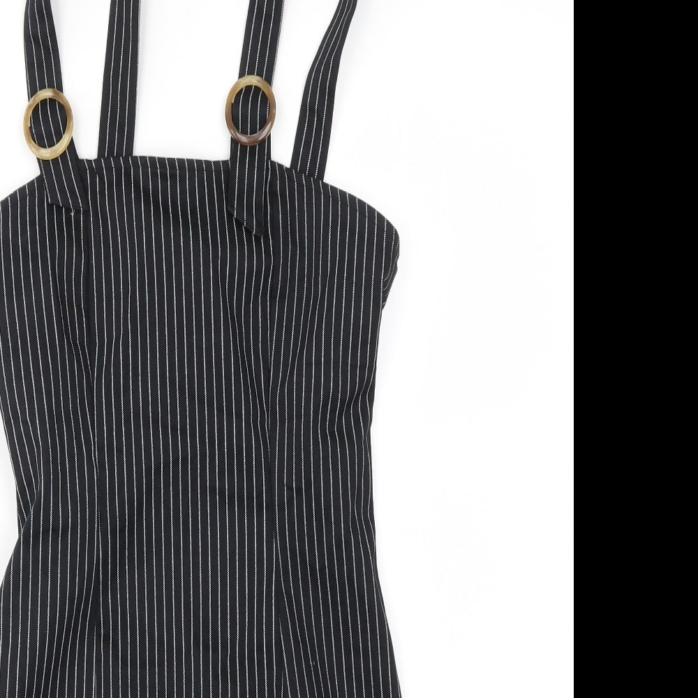 Bershka Womens Black Striped  Fit & Flare  Size S
