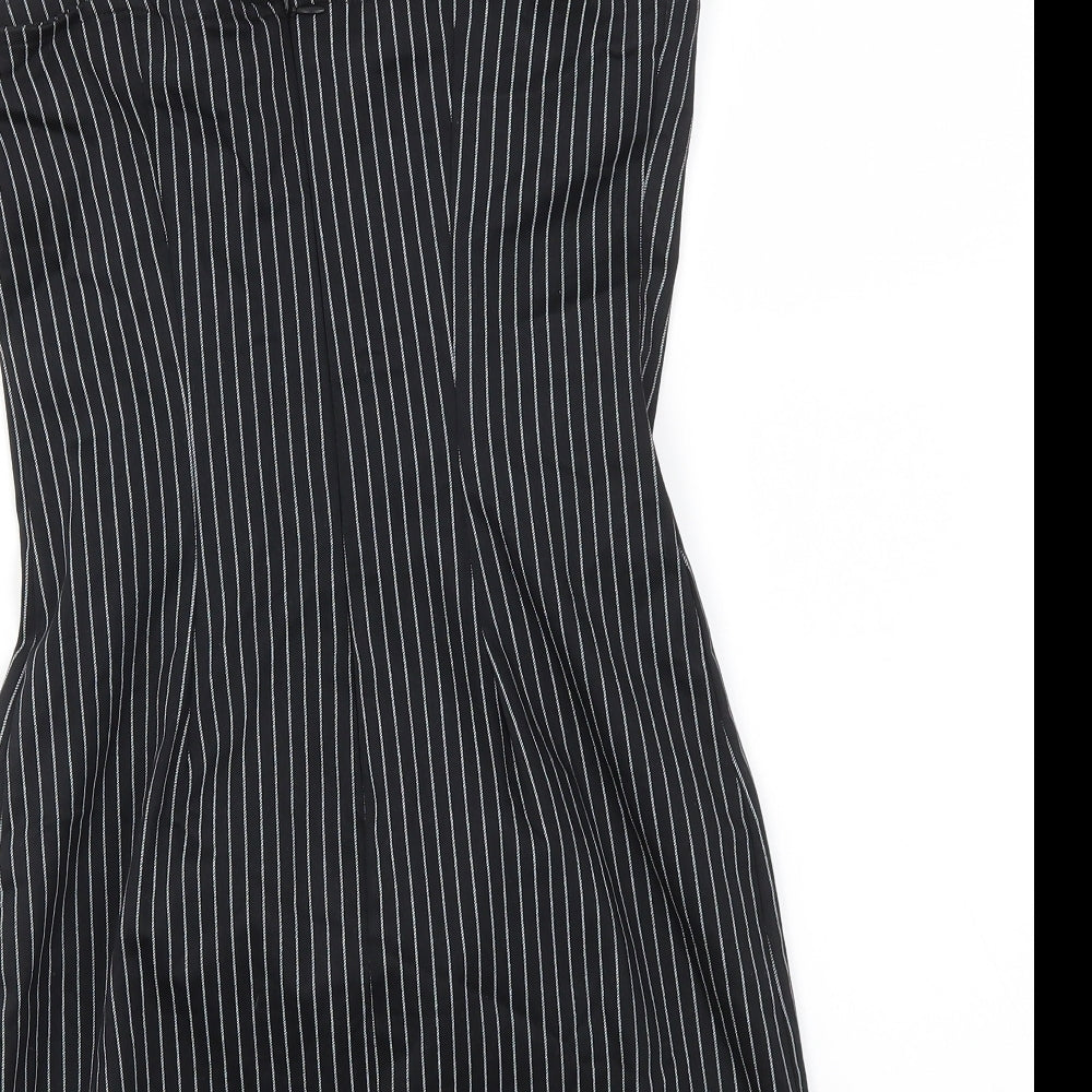 Bershka Womens Black Striped  Fit & Flare  Size S