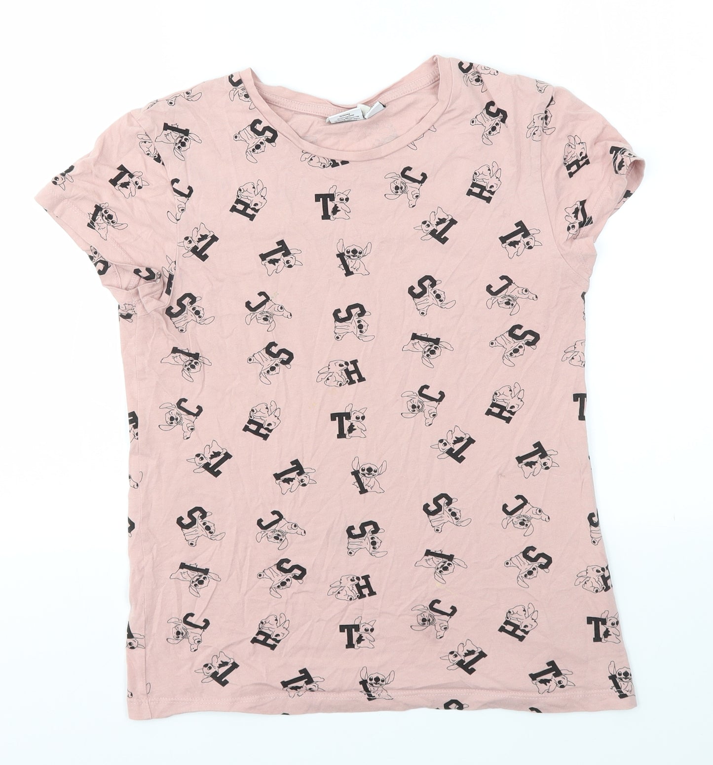 Primark Womens Pink Animal Print  Basic T-Shirt Size 2XS
