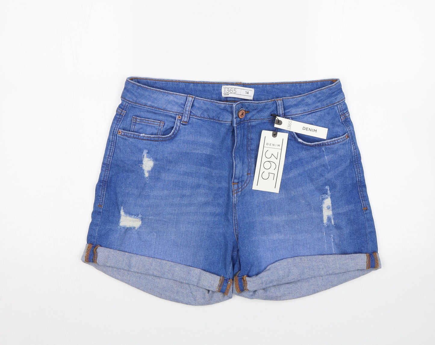 Denim 365 Womens Blue  Denim Mom Shorts Size 14