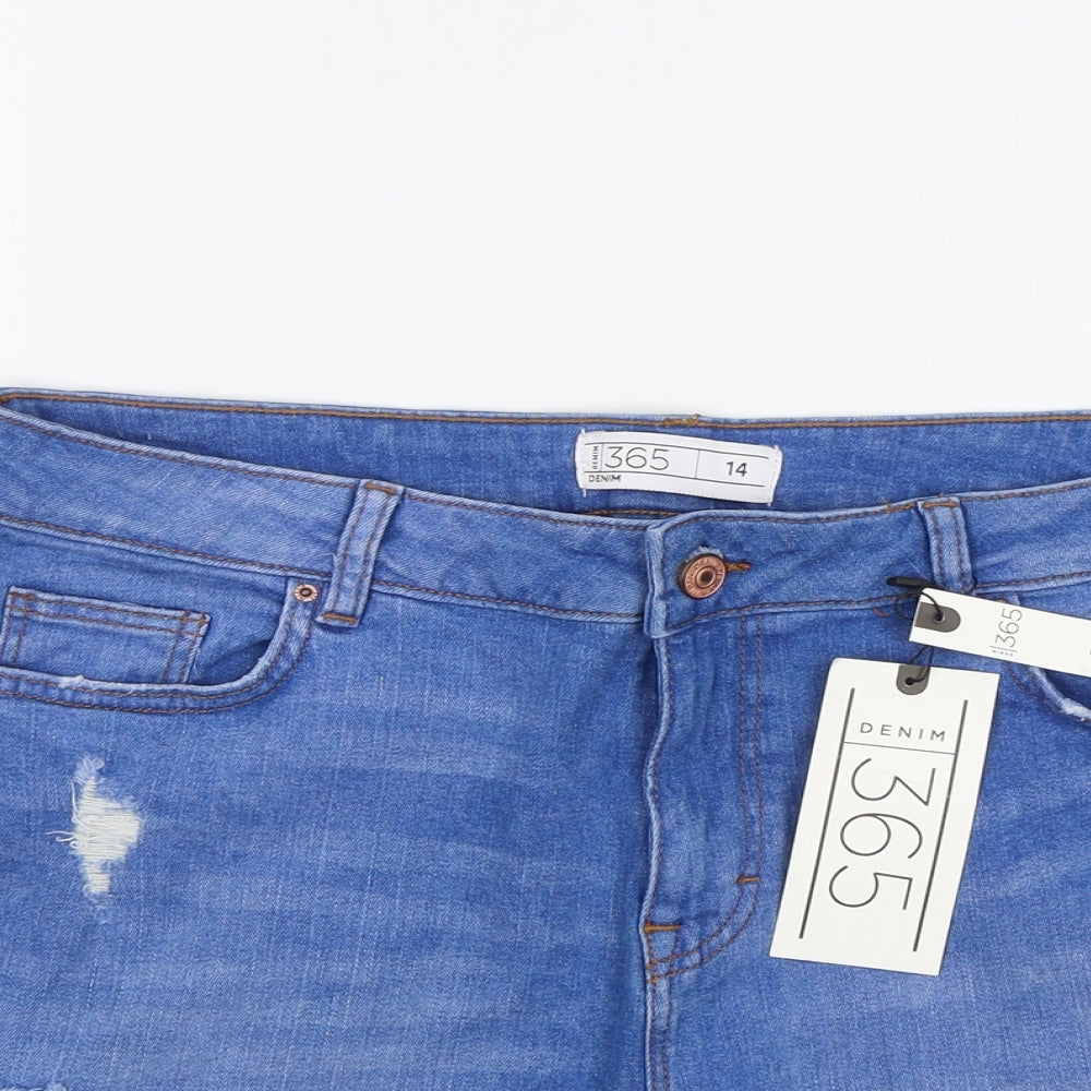 Denim 365 Womens Blue  Denim Mom Shorts Size 14