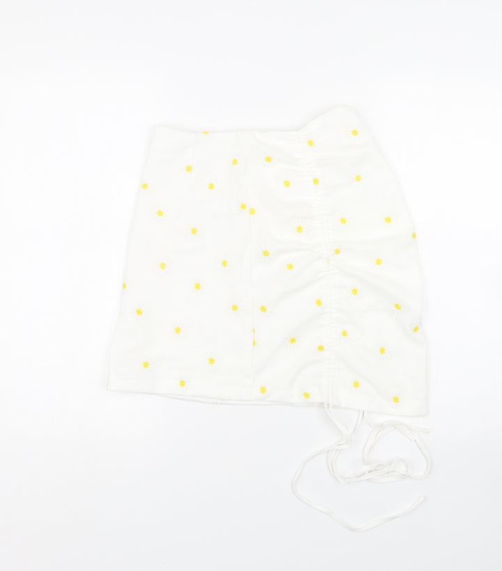 Shien Womens White Floral Wrap Skirt Size S
