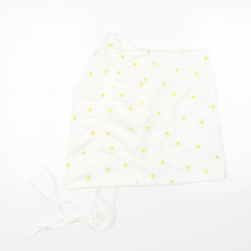 Shien Womens White Floral  Wrap Skirt Size S