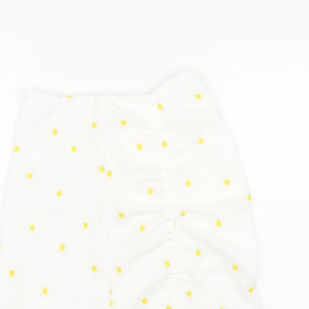 Shien Womens White Floral  Wrap Skirt Size S