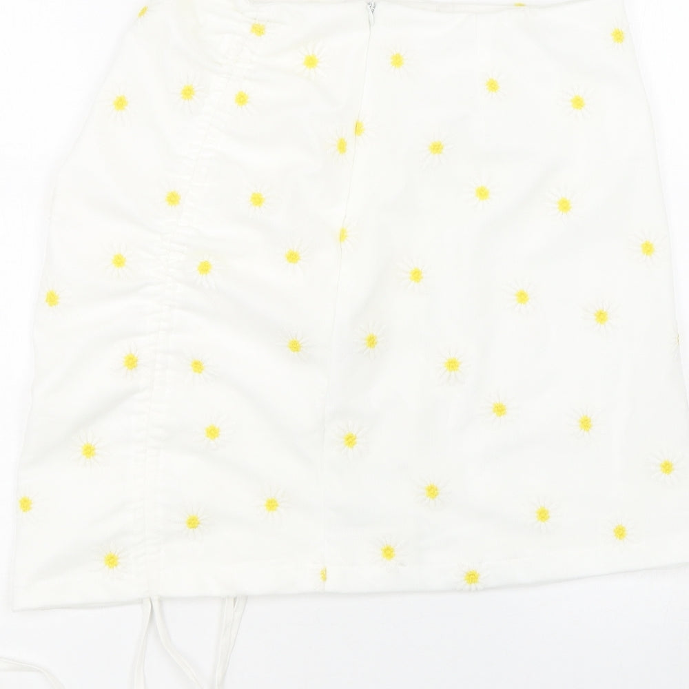 Shien Womens White Floral  Wrap Skirt Size S