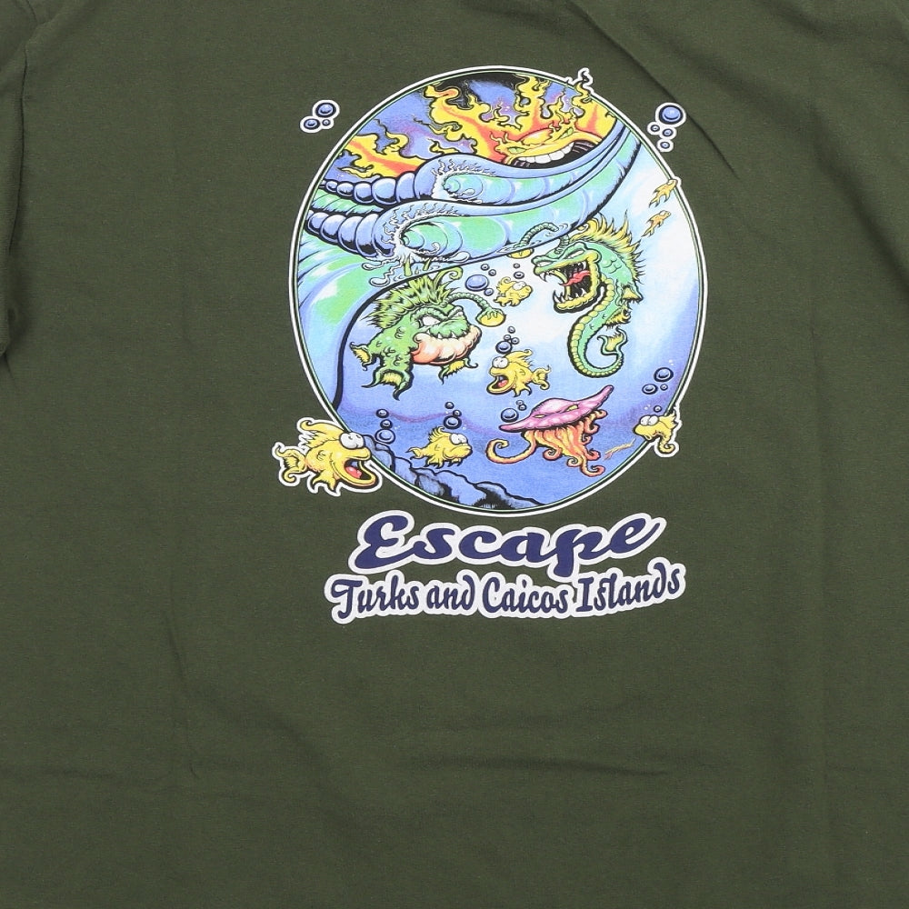 Coastal Classics Mens Green    T-Shirt Size M  - Turks & Caicos
