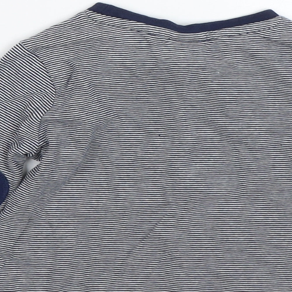 Mini Boden Boys Blue Striped  Basic T-Shirt Size 12-18 Months  - Dinosaur