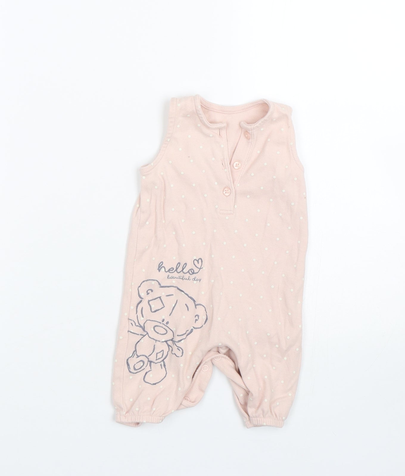 George Girls Pink Polka Dot  Babygrow One-Piece Size 0-3 Months  - Tatty Teddy