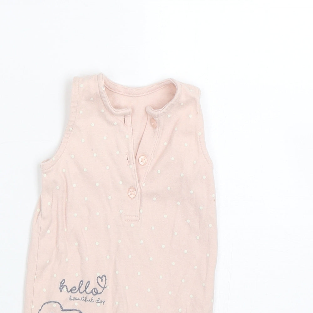 George Girls Pink Polka Dot  Babygrow One-Piece Size 0-3 Months  - Tatty Teddy