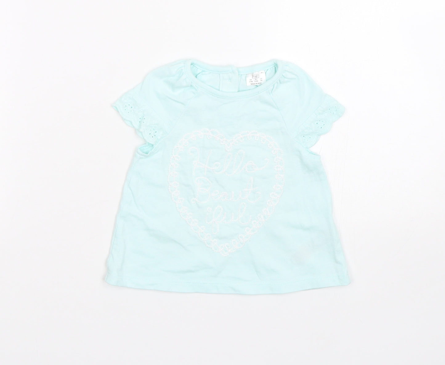 F&F Girls Blue   Basic T-Shirt Size 3-6 Months