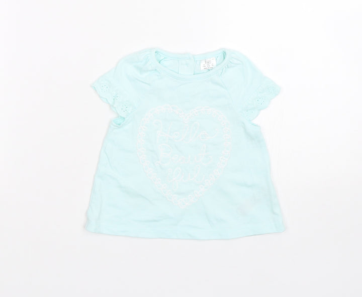 F&F Girls Blue Basic T-Shirt Size 3-6 Months