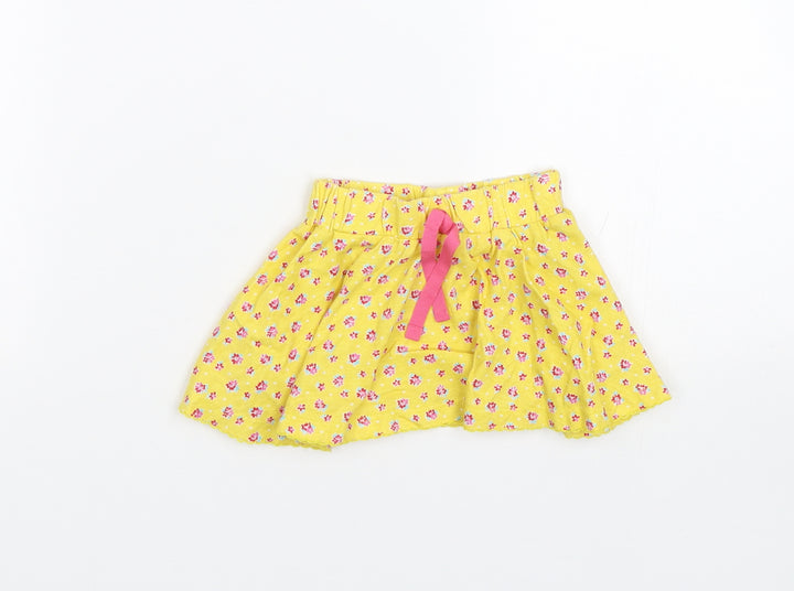 Mothercare Girls Yellow Floral Flare Skirt Size 6-9 Months