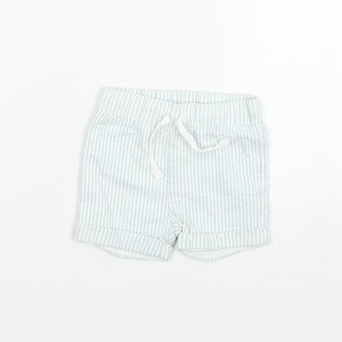 M&S  Baby Blue Striped  Cropped Trousers Size 0-3 Months