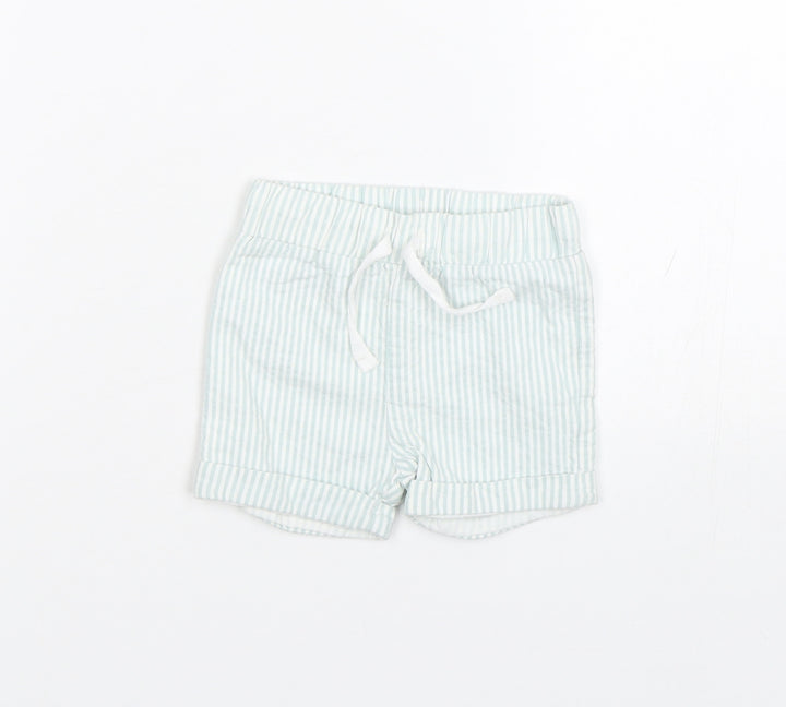 M&S Baby Blue Striped Cropped Trousers Size 0-3 Months