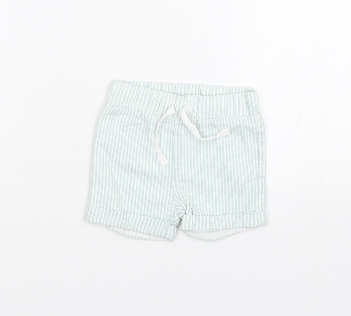 M&S  Baby Blue Striped  Cropped Trousers Size 0-3 Months