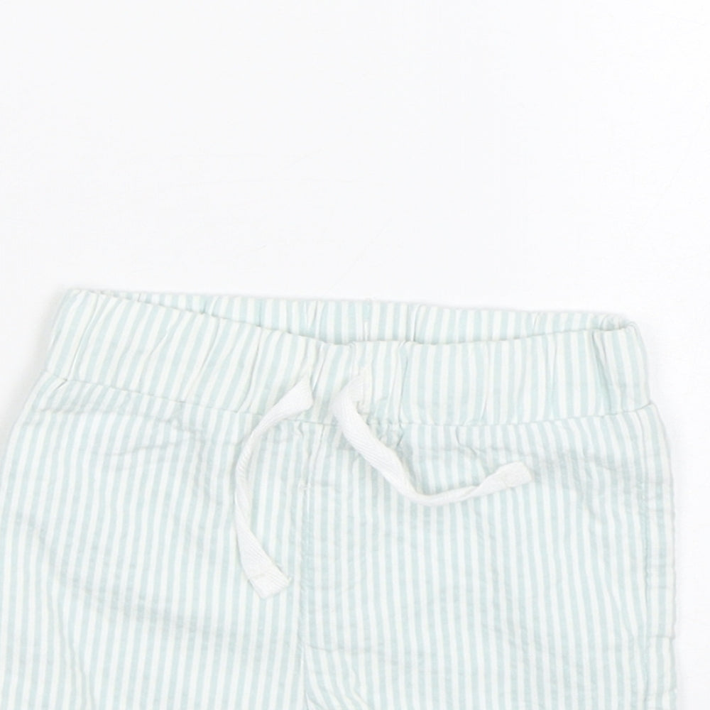 M&S  Baby Blue Striped  Cropped Trousers Size 0-3 Months