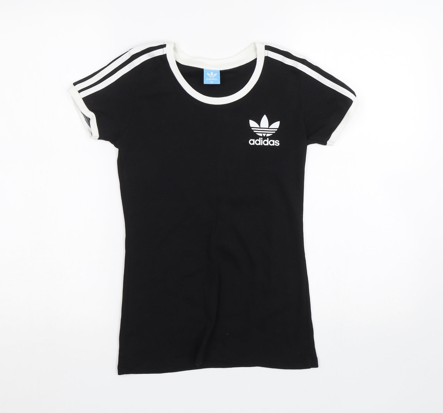 adidas Womens Black Striped  Basic T-Shirt Size M