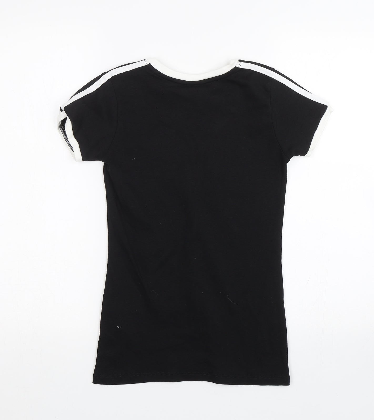 adidas Womens Black Striped  Basic T-Shirt Size M