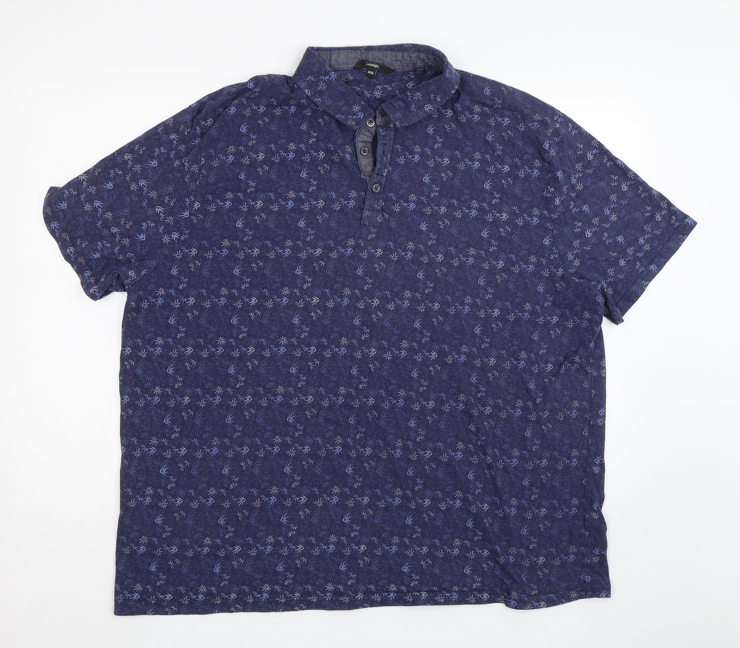 George Mens Blue Floral   Polo Size 3XL