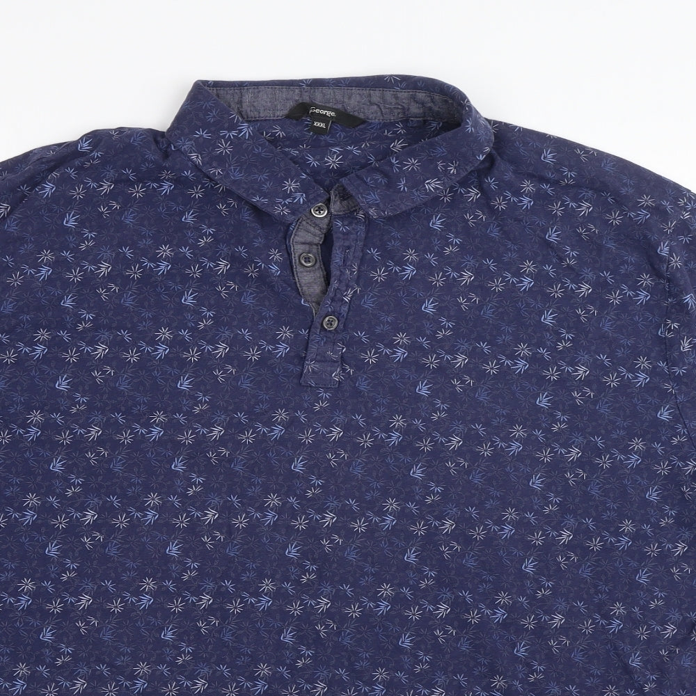 George Mens Blue Floral   Polo Size 3XL