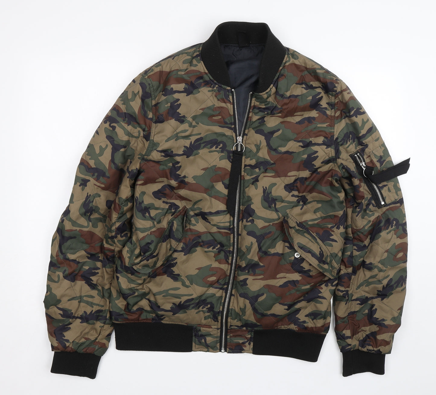 River Island Mens Green Camouflage  Bomber Jacket Coat Size M