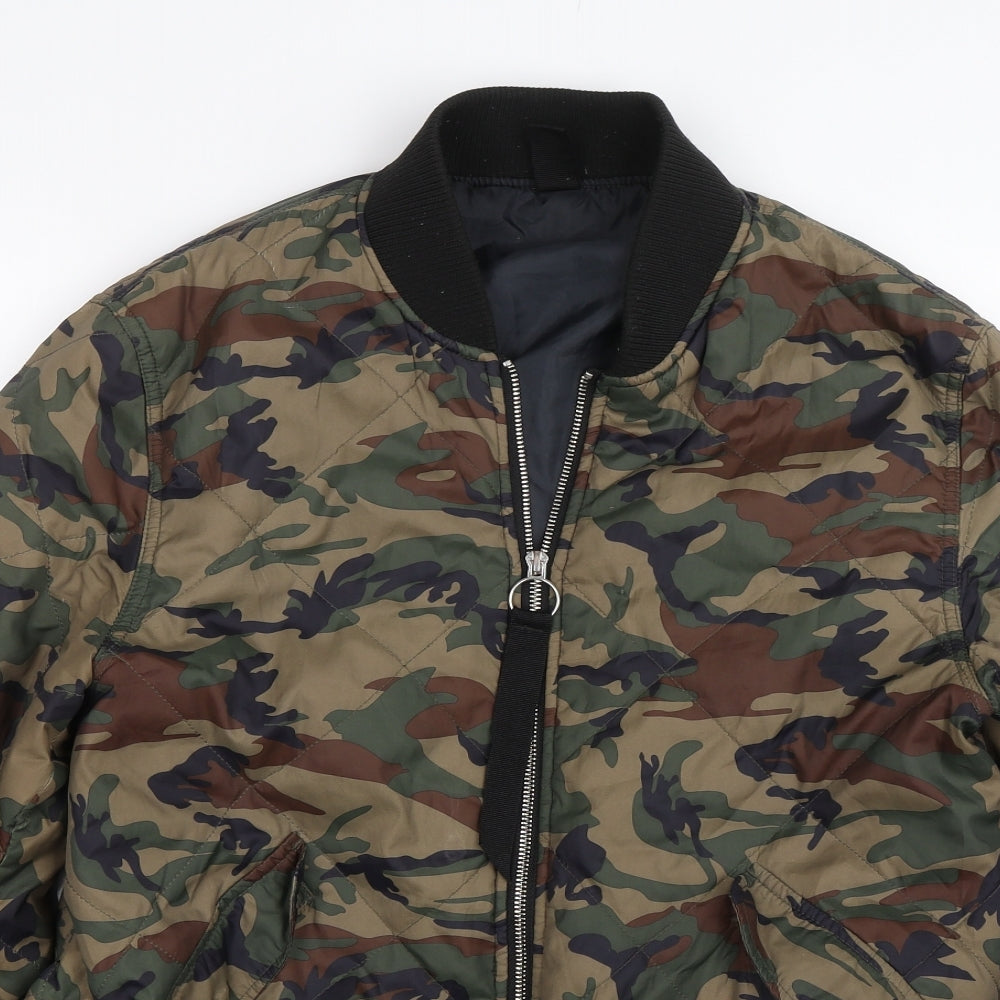 River Island Mens Green Camouflage  Bomber Jacket Coat Size M