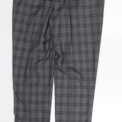 F&F Mens Grey Check  Dress Pants Trousers Size 36 L30 in