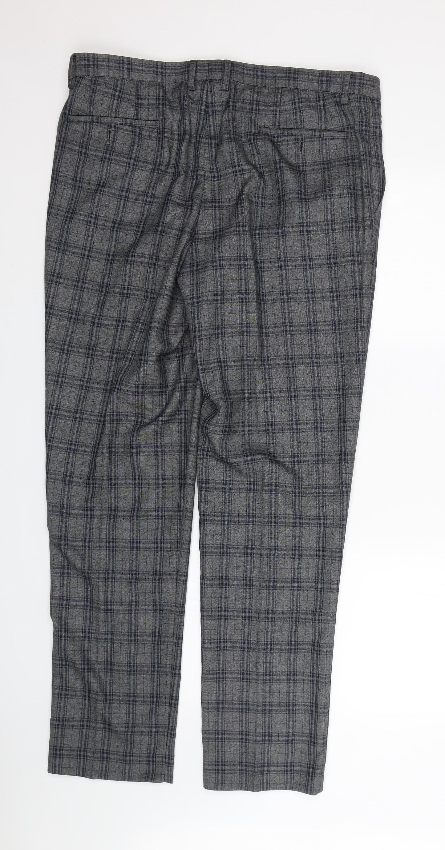 F&F Mens Grey Check  Dress Pants Trousers Size 36 L30 in
