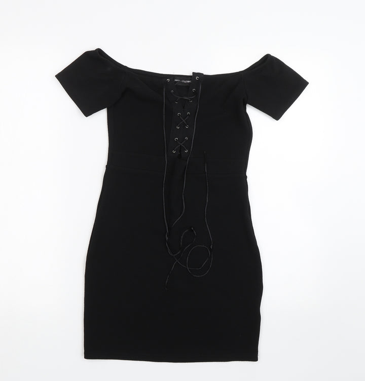 PRETTYLITTLETHING Womens Black Wrap Dress Size S