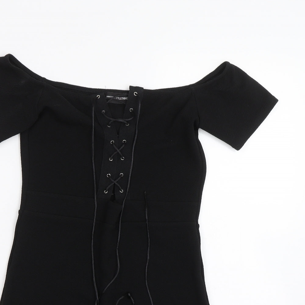 PRETTYLITTLETHING Womens Black   Wrap Dress  Size S
