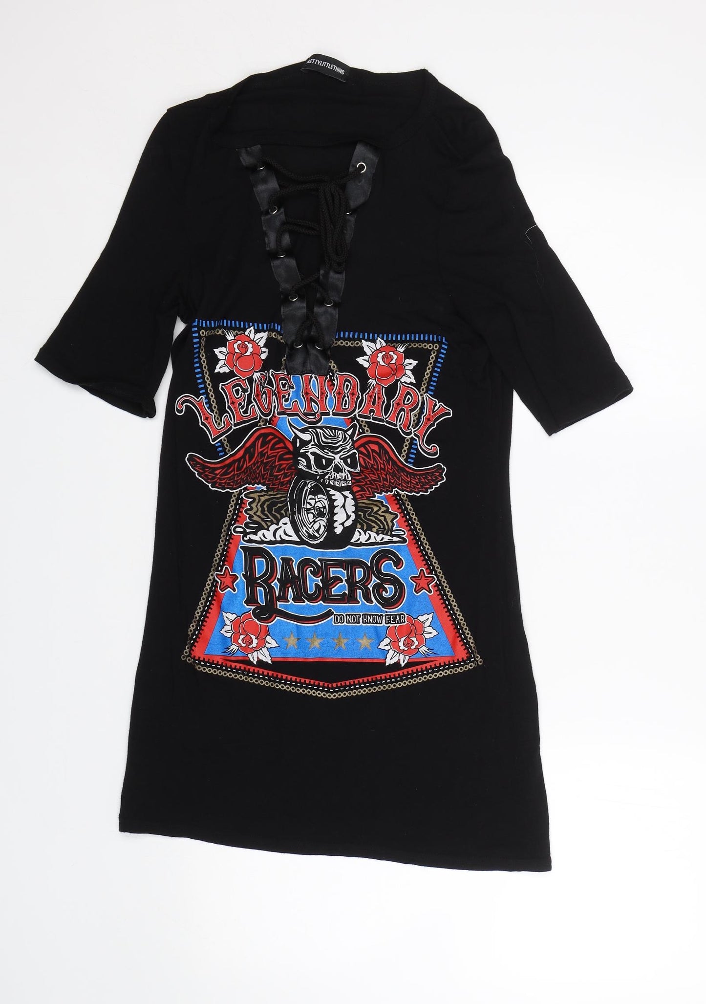 PRETTYLITTLETHING Womens Black   T-Shirt Dress  Size S